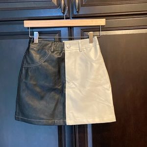 Imitation leather mini skirt